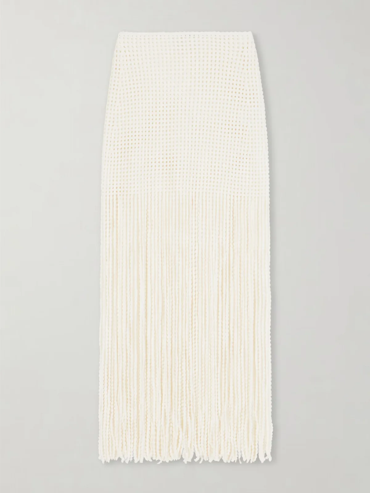 - Knitted Fringed Midi Skirt -