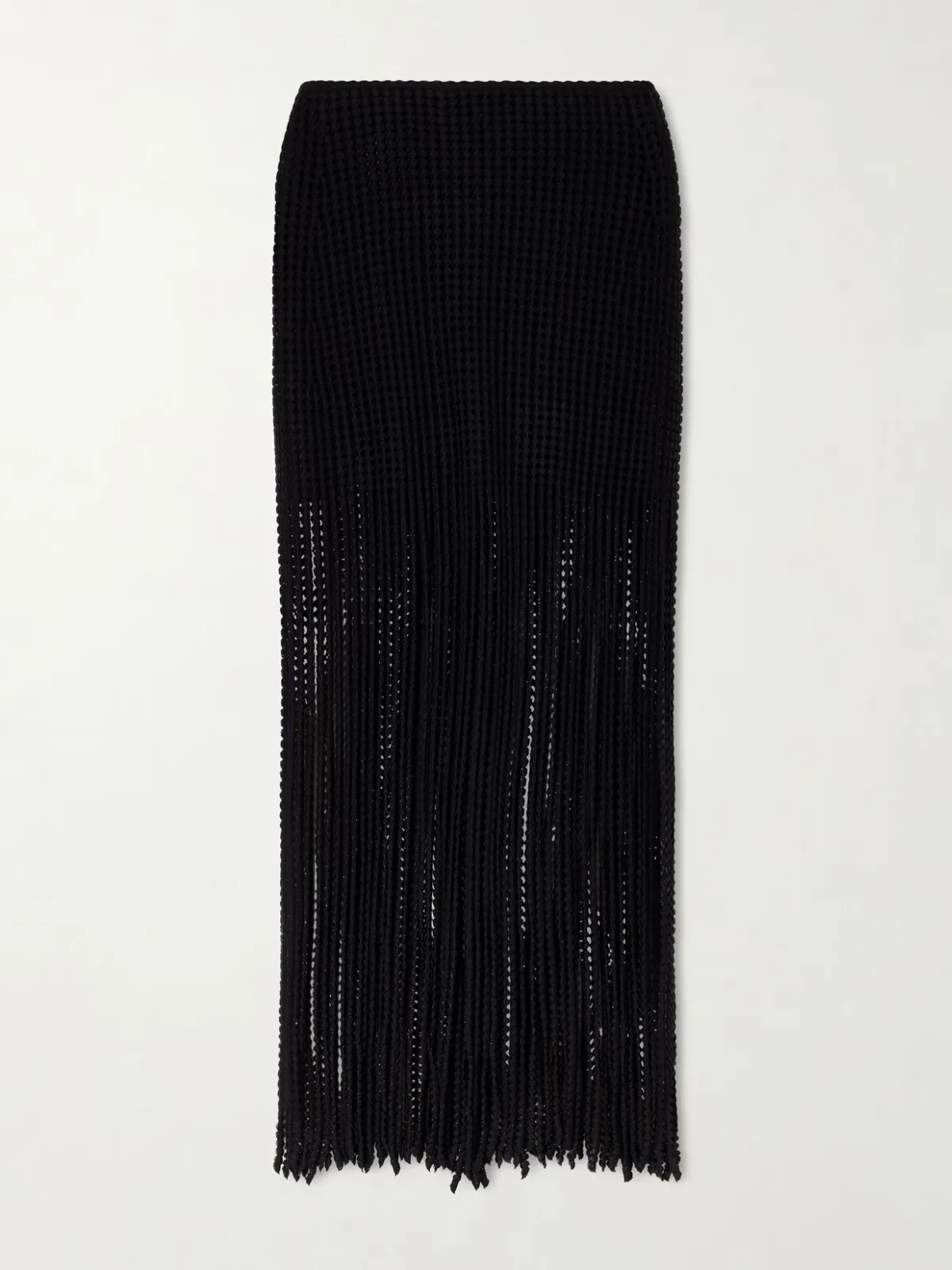- Knitted Fringed Midi Skirt -