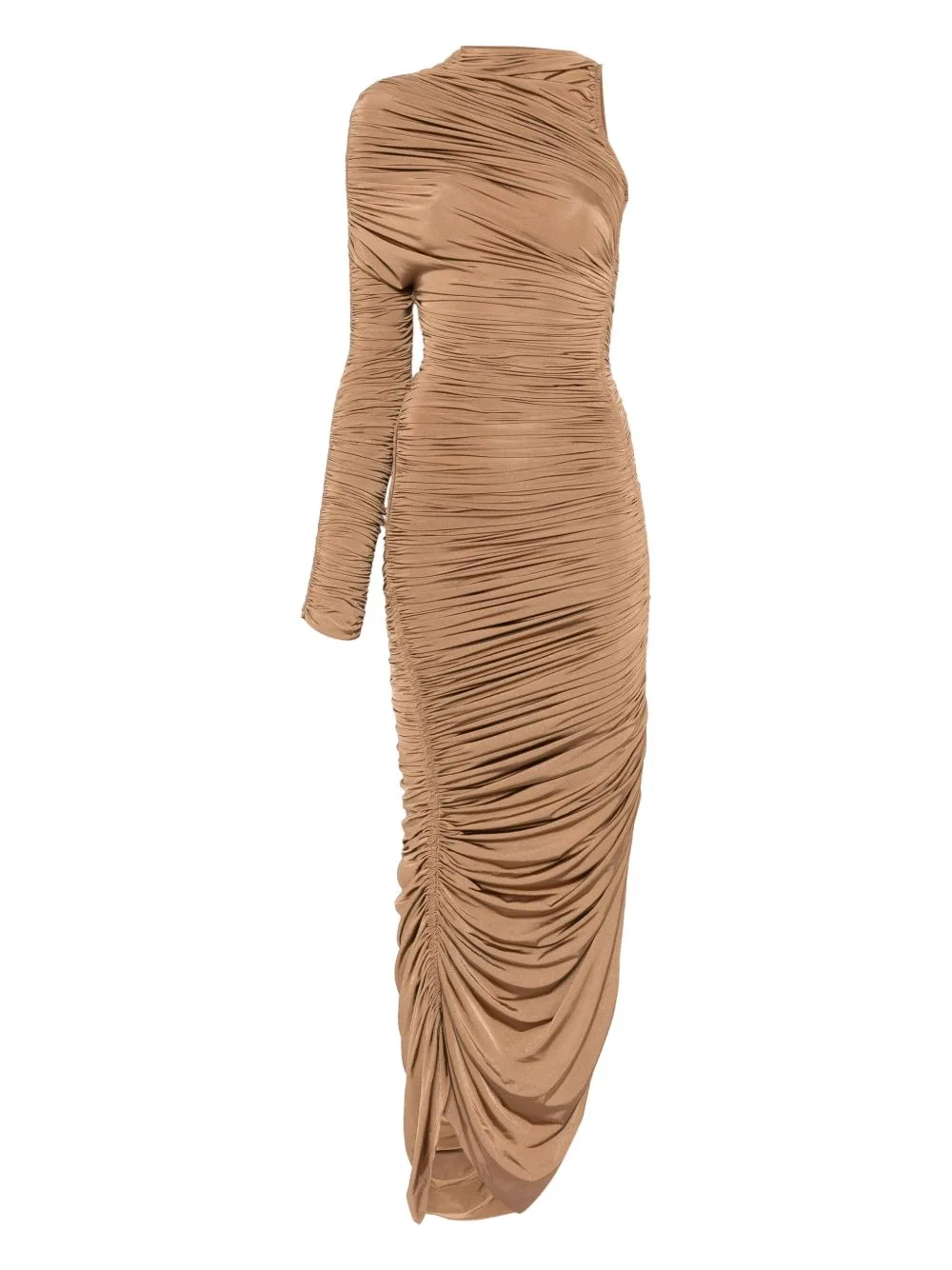 Asymmetric Ruched Maxi Dress by Mugler