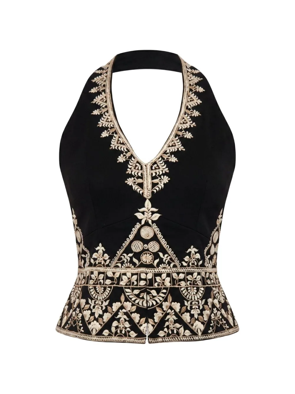 Floral-Embroidered Tailored Vest by INTERNATIONAL APPEAL