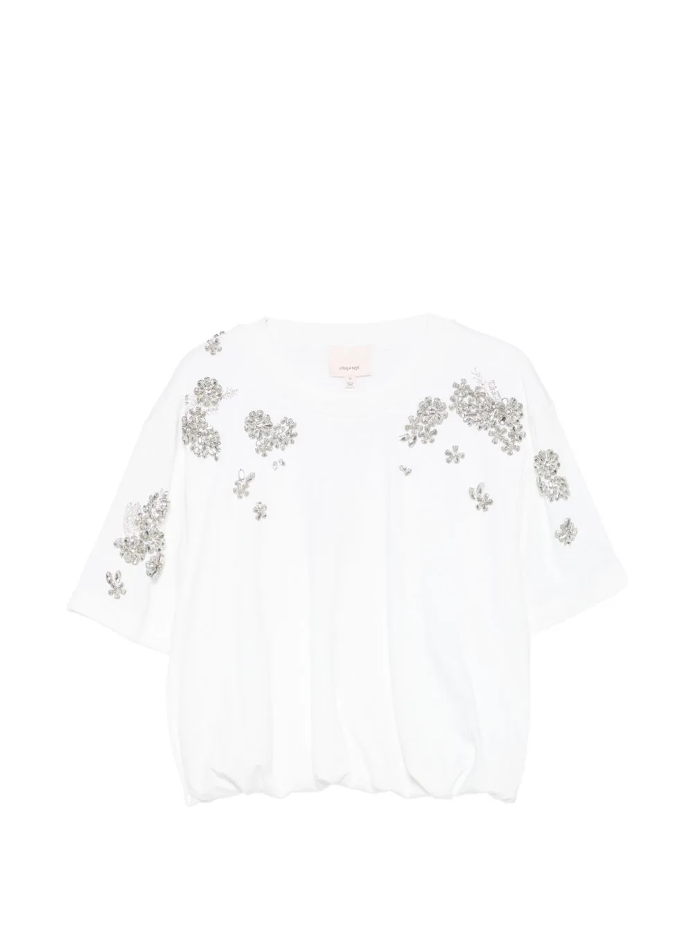Crystal-Embellished Gathered-Hem T-Shirt by Cinq A Sept