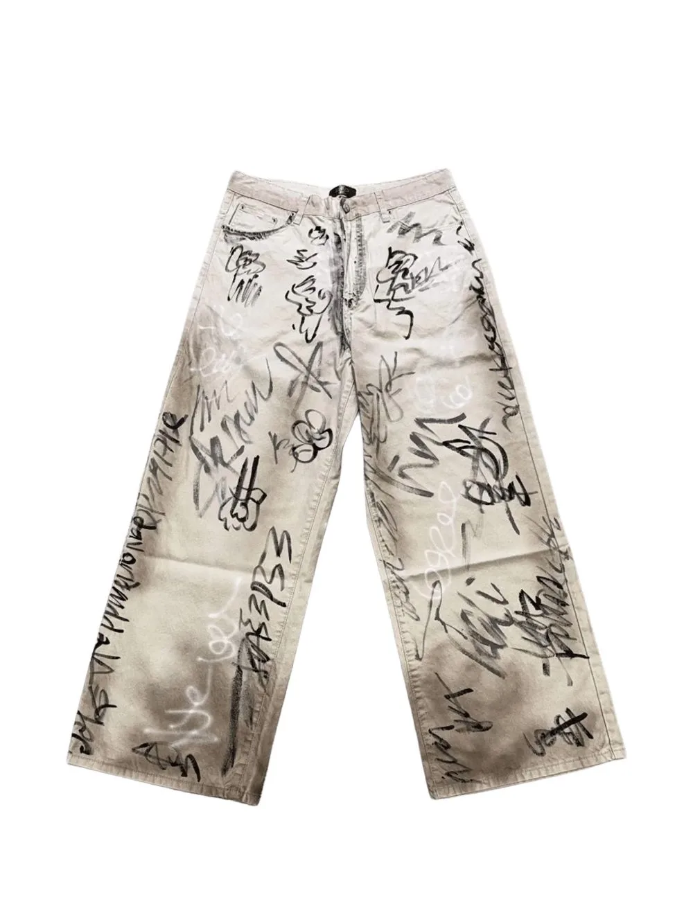 Graffiti-Print Distressed Jeans by STADIUM GOODS®