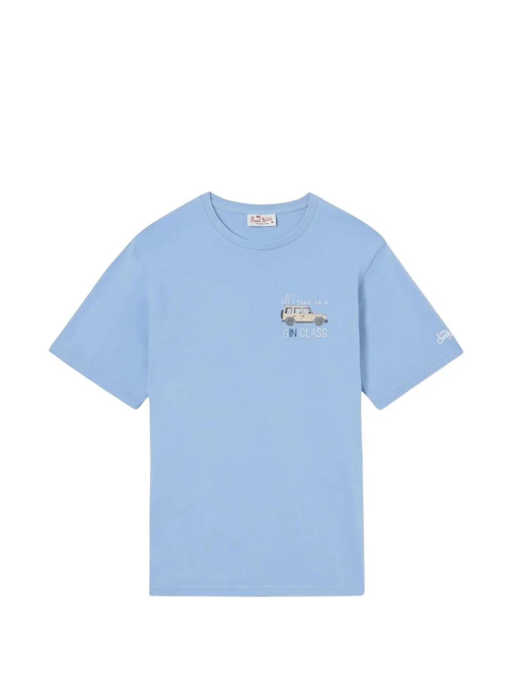 Dusty Light Blue Portofino T-Shirt with All I Need Is a G-In Class Embroidery by MC2 Saint Barth
