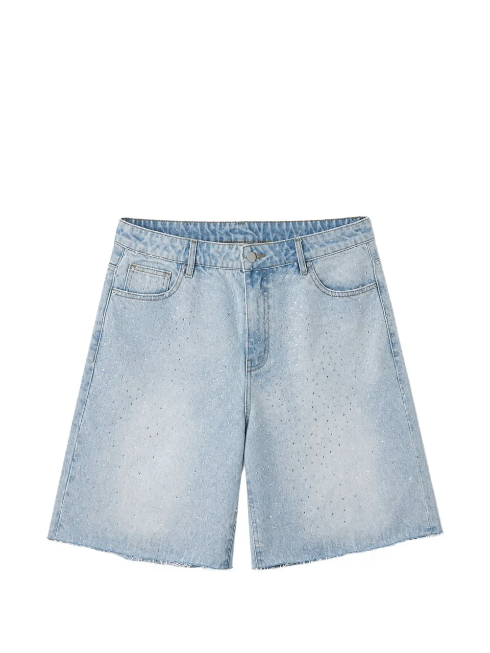 Rhinestone-Embellished Denim Shorts by Happy Memories Don't Die