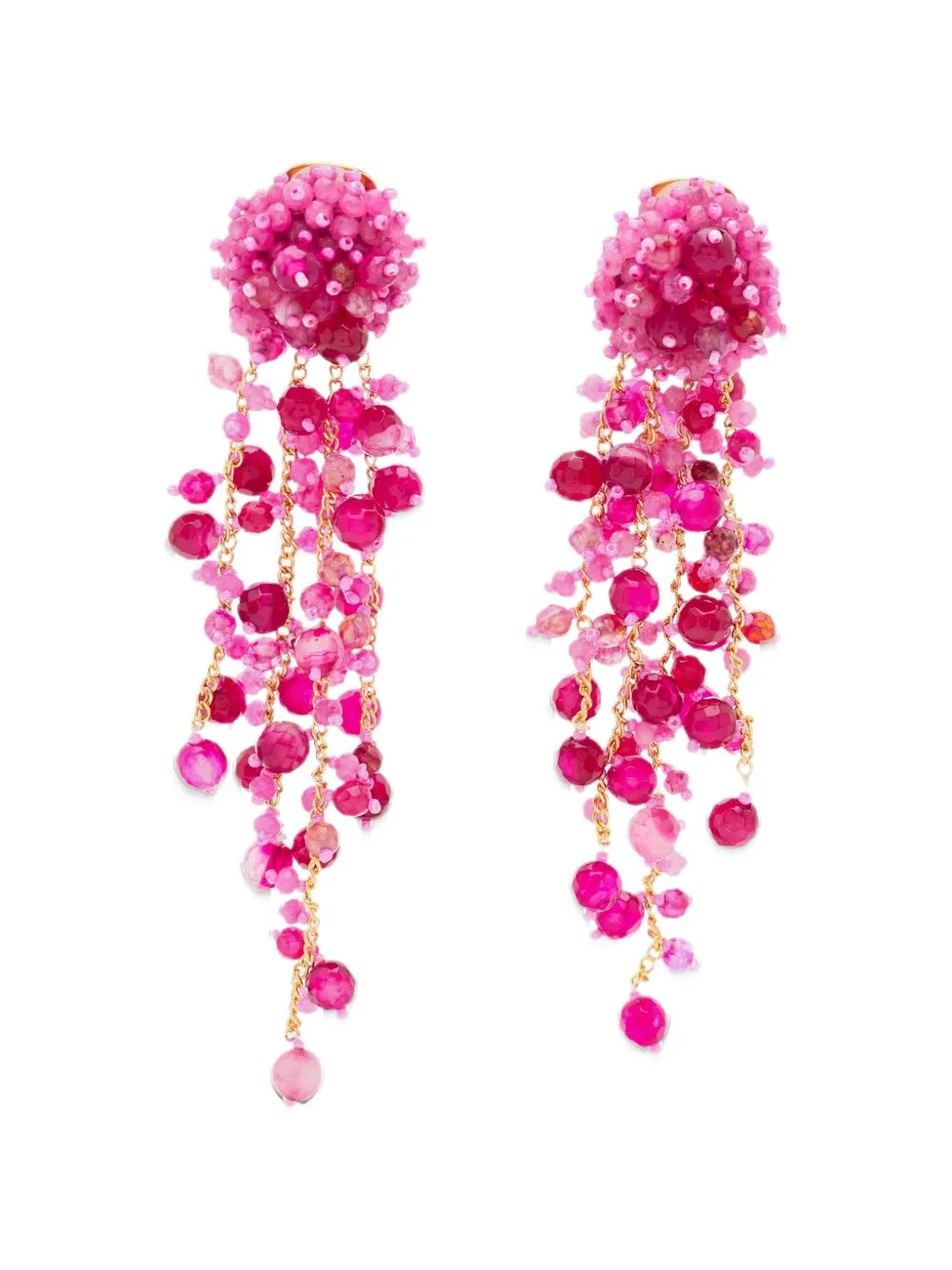 Beaded Cascade Clip-On Drop Earrings by Oscar de la Renta Pre-Owned