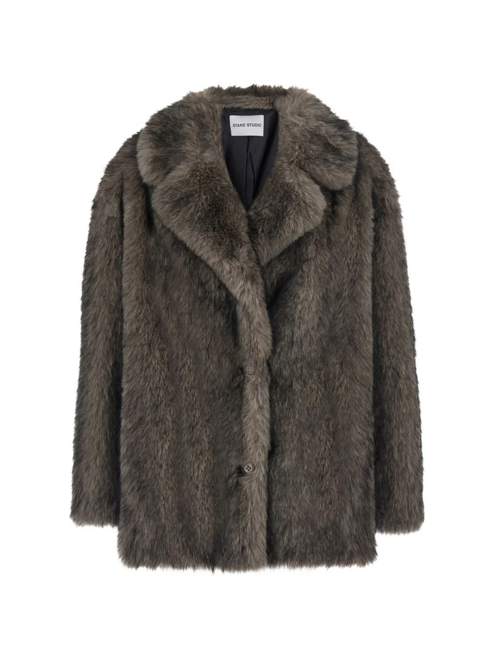 Angelika Faux-Fur Notched-Lapels Coat by STAND STUDIO
