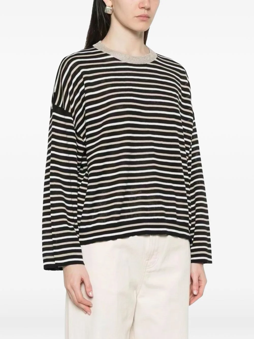 Striped Long-Sleeve Sweater by Brunello Cucinelli