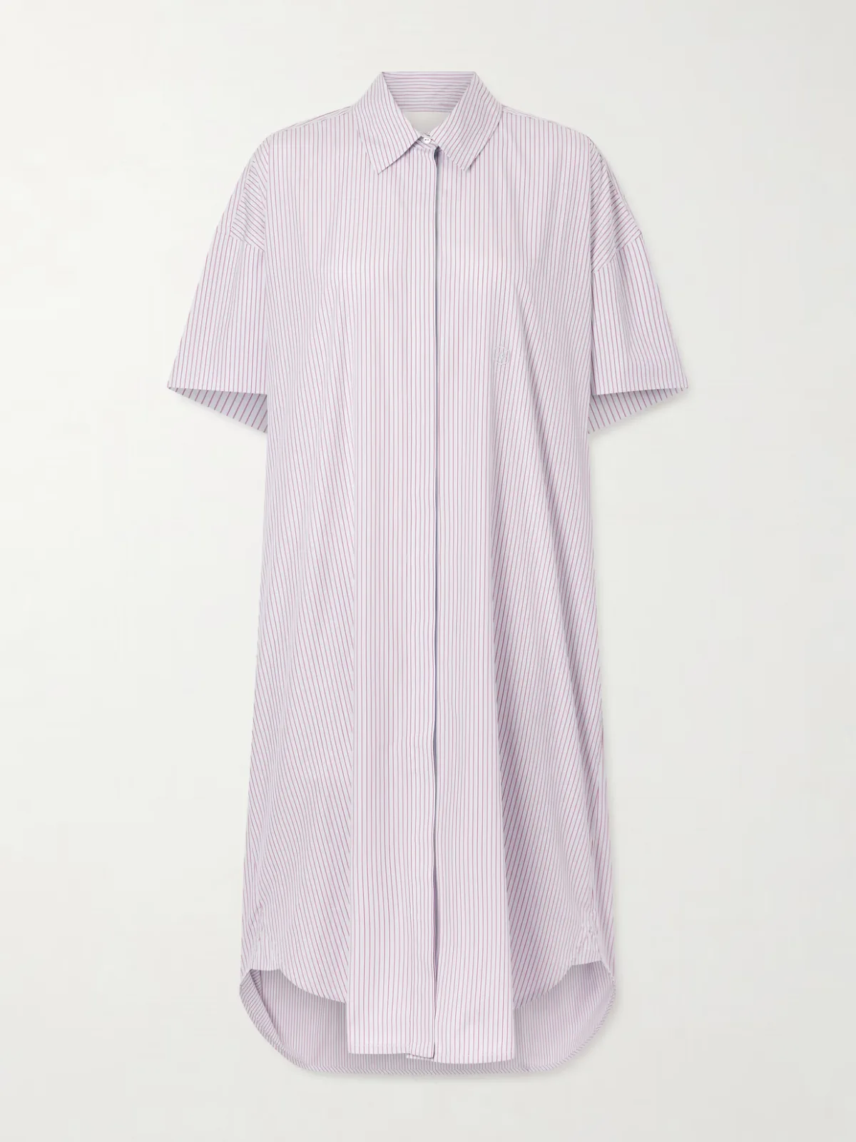 - Anu Embroidered Striped Organic Cotton-poplin Midi Shirt Dress -