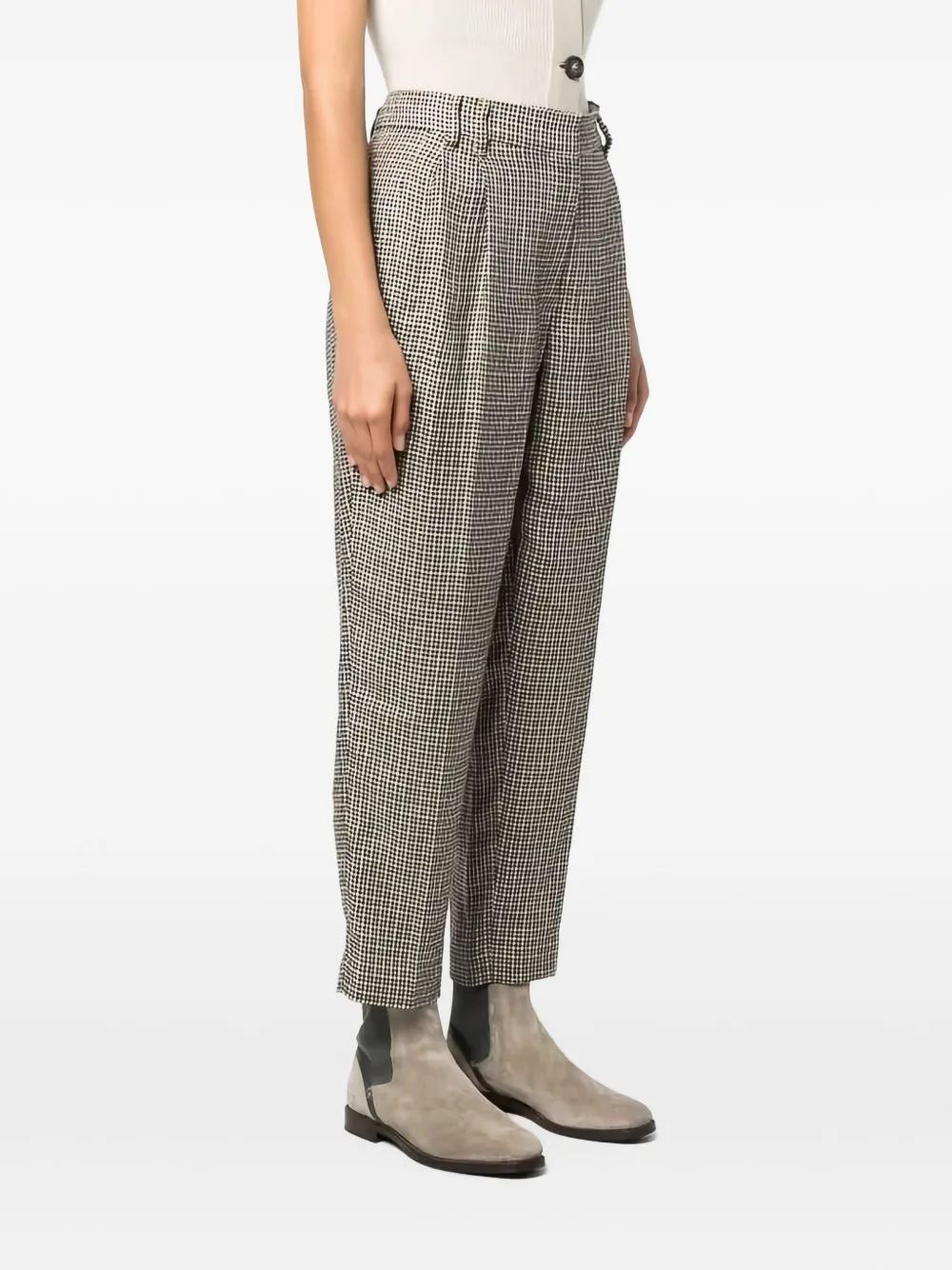 Houndstooth-Pattern Pleated Trousers by Brunello Cucinelli