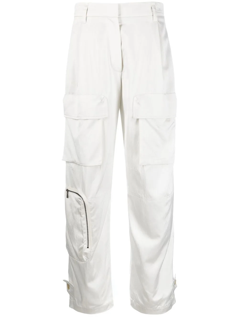 Zip-Detail Straight-Leg Cargo Trousers
