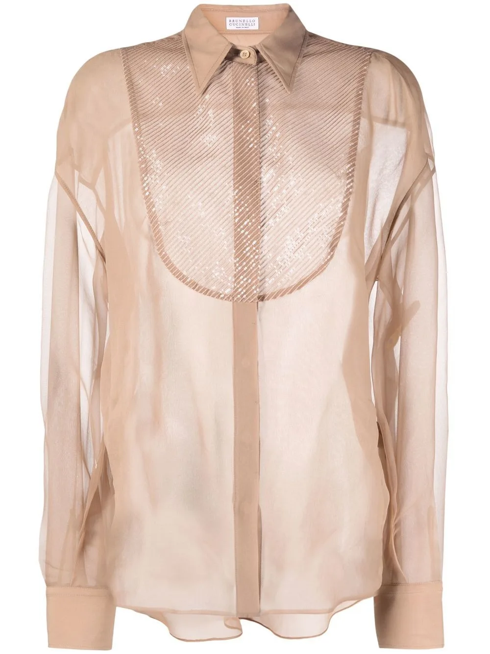 Sheer-Design Silk Shirt