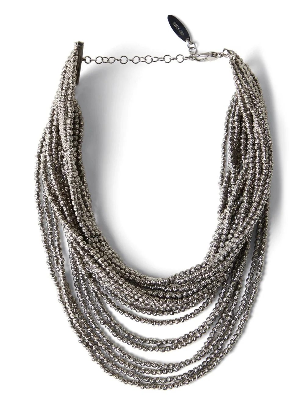 Sterling Silver Draped Beaded Necklace by Brunello Cucinelli