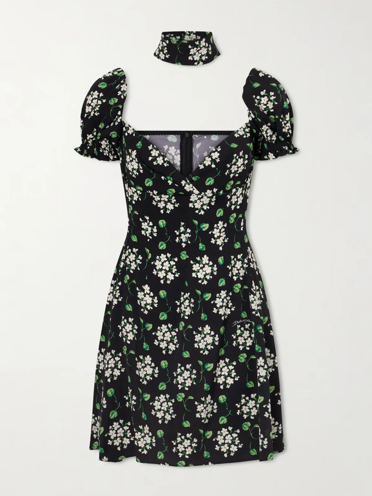 - Silk Blend Floral Mini Dress -