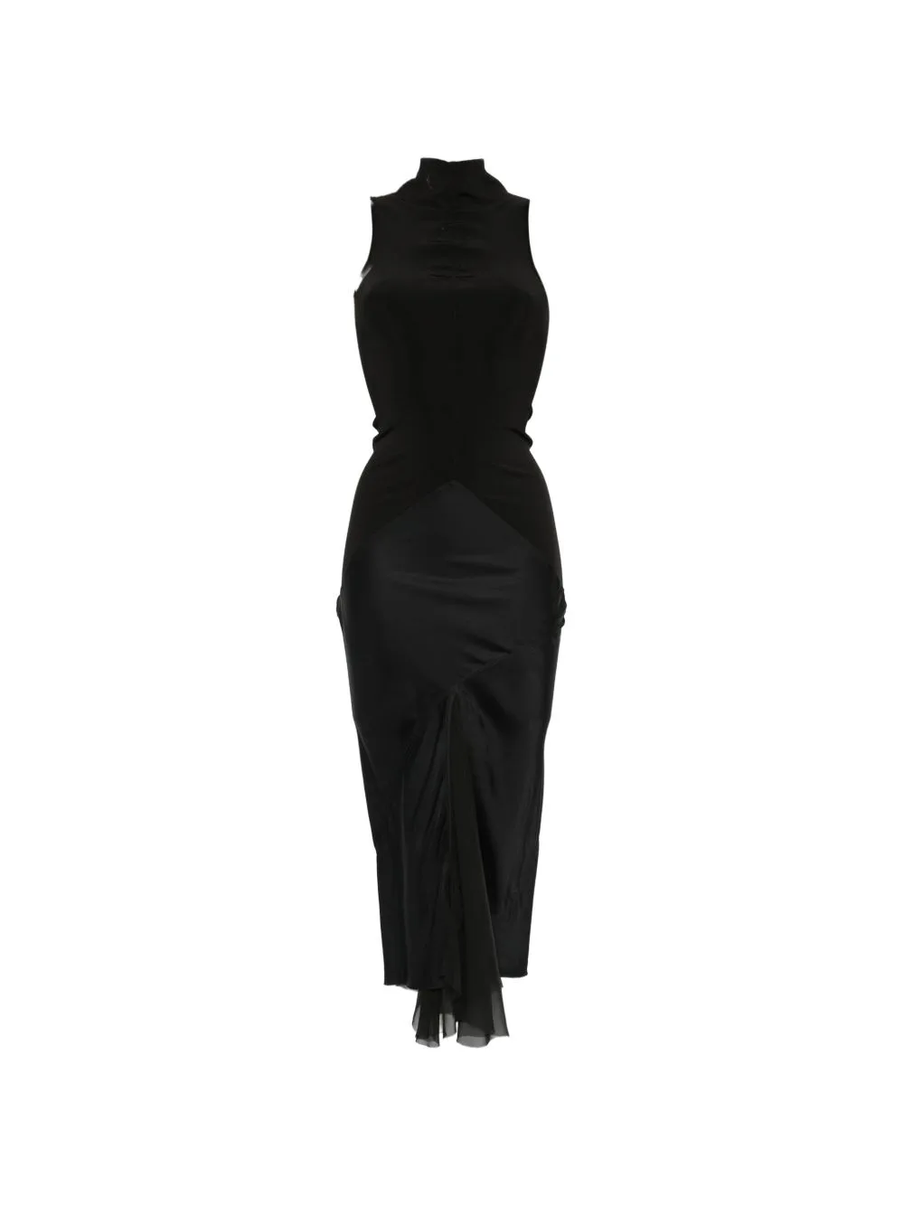 Tower Sliced Dress in Viscose Stretch Jersey, Washed Charmeuse and Silk Chiffon