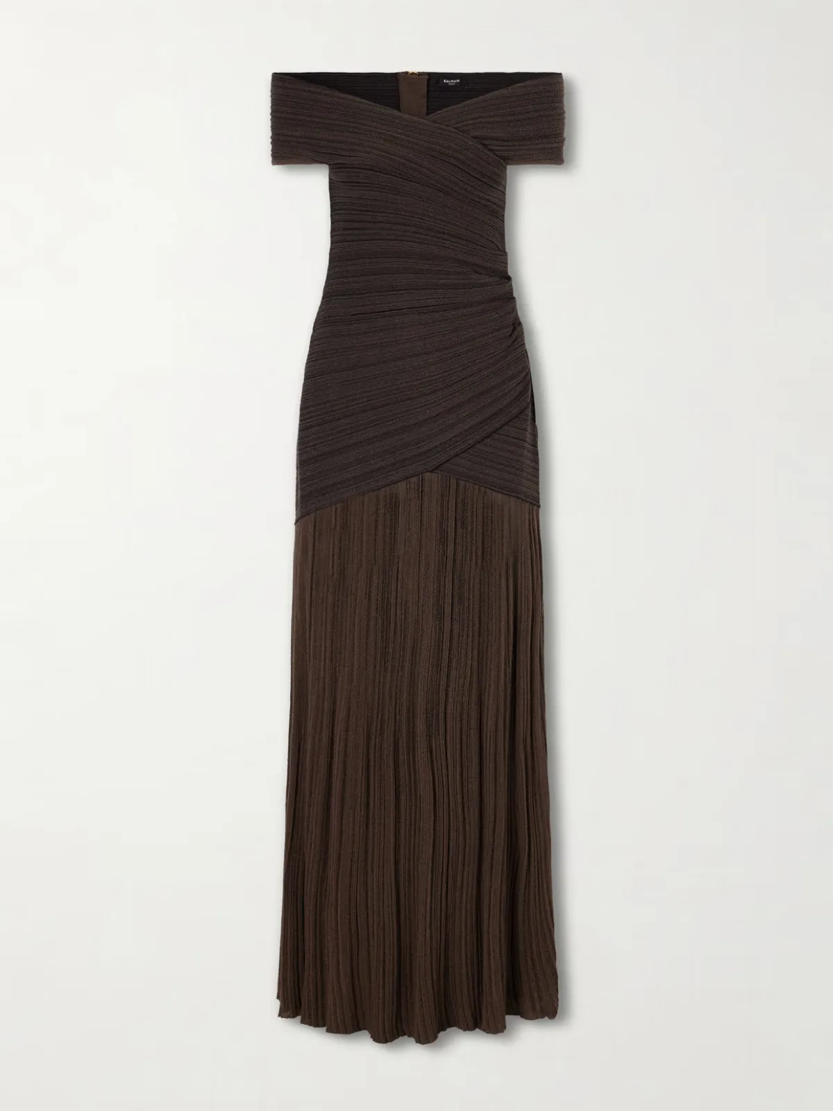 - Off-the-shoulder Ribbed-knit Maxi Dress -