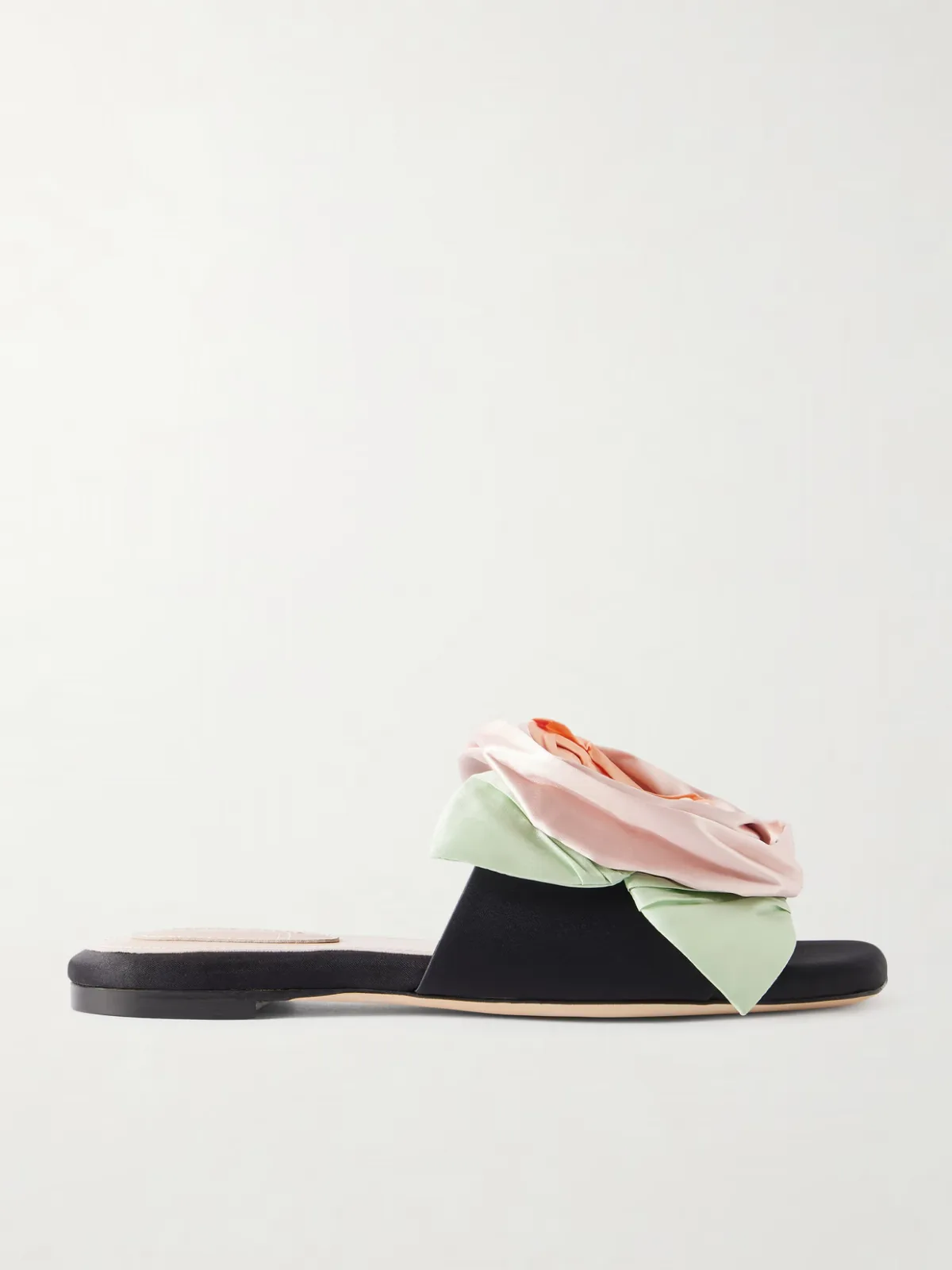 - Floral-appliquéd Satin Slides -