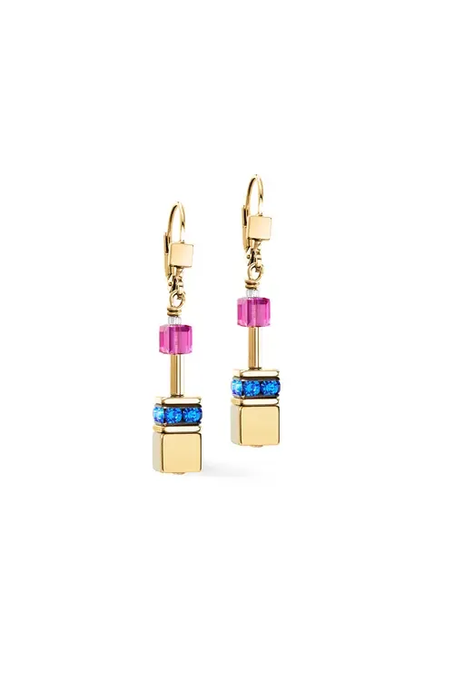 Geocube Iconic Metallic Gold Earrings by COEUR DE LION