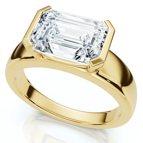 Certified 3Ct East West Emerald Diamond Engagement Ring 14k Gold or Pt Lab Grown by Bliss Diamond