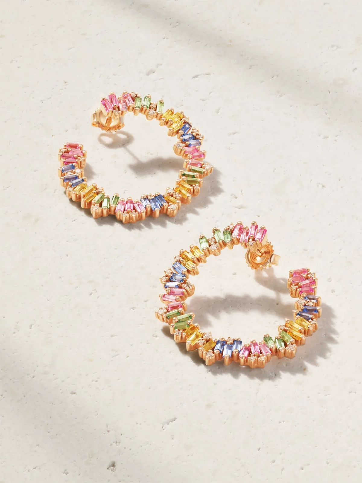 - 18-karat Rose Gold, Sapphire And Diamond Hoop Earrings -
