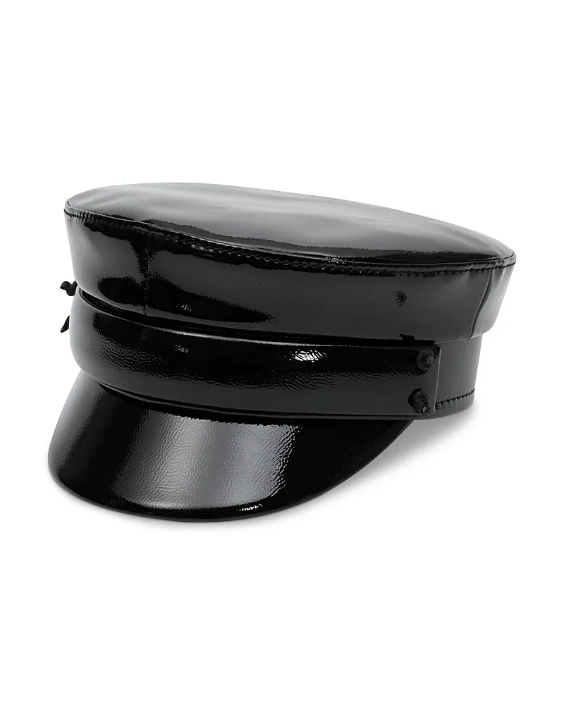 Faux Patent Leather Baker Boy Cap