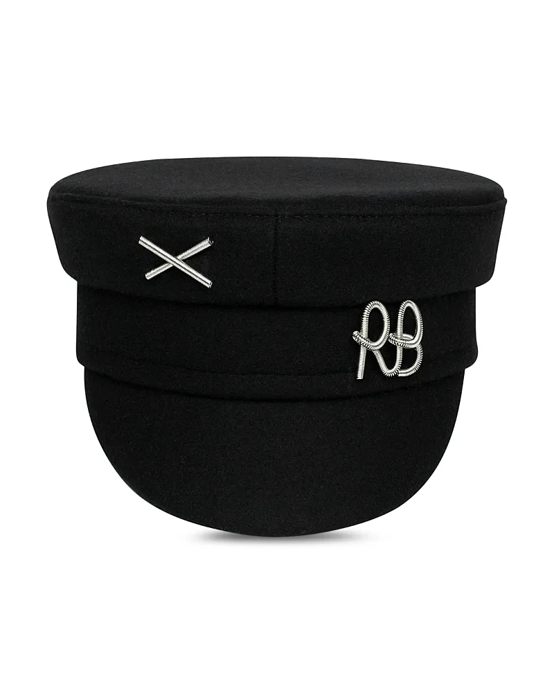 Logo Embellished Wool Baker Boy Cap