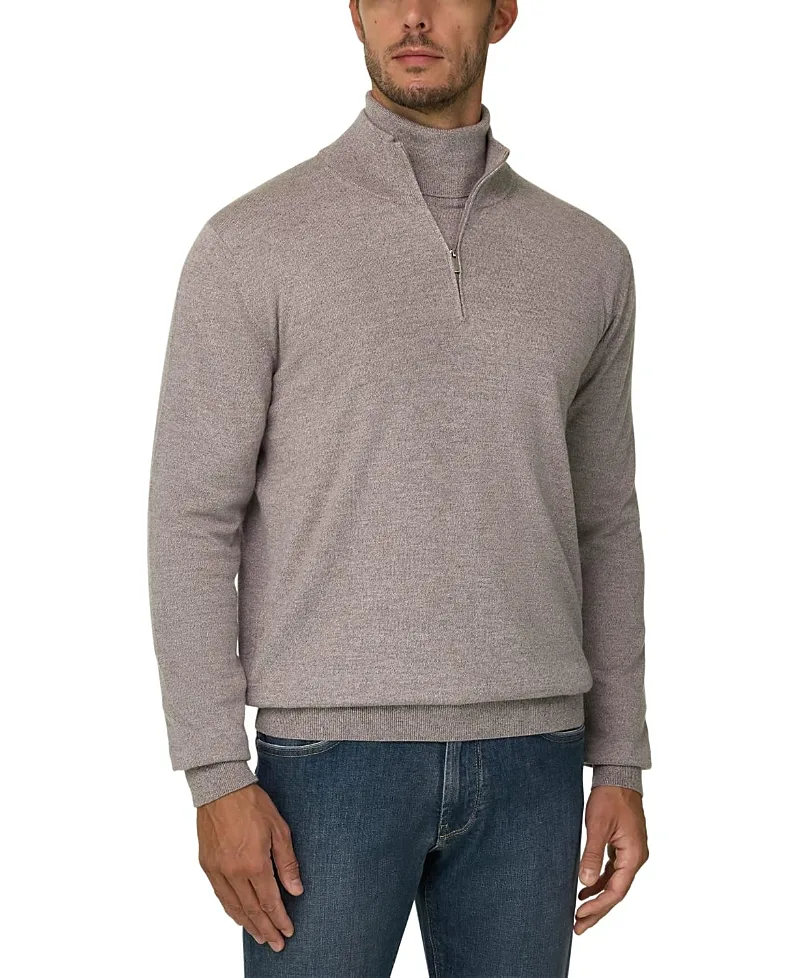 Roll Neck Jumper Quarter-Zip Merino Wool Cashwool Mouline