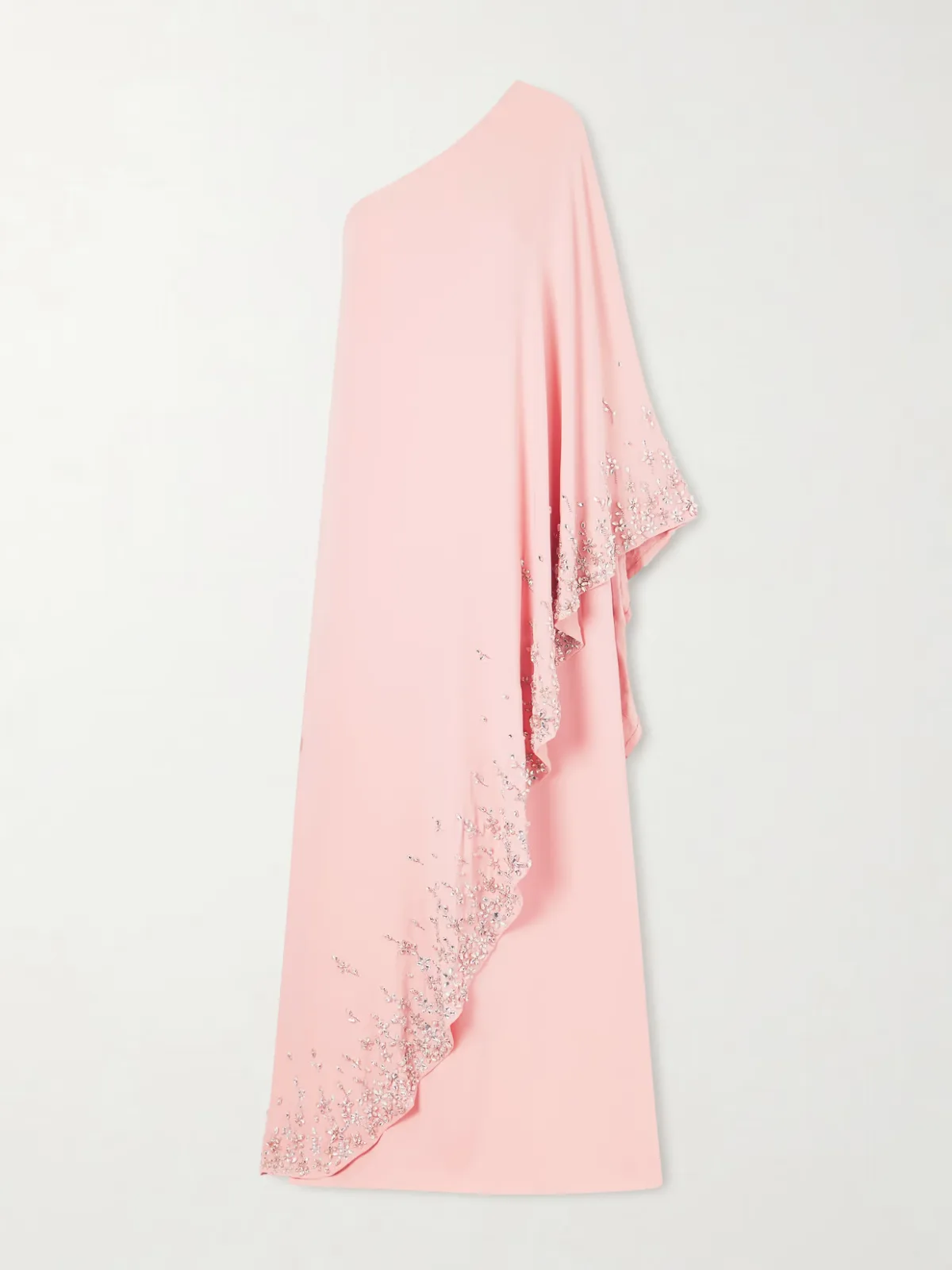 - One-shoulder Crystal-embellished Silk-blend Crepe Gown -
