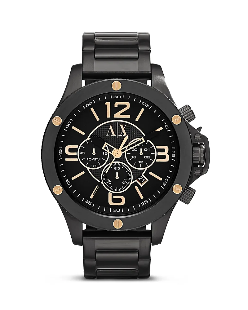 A x Armani Exchange Black & Rose GoldTone Chronograph Watch, 48mm by X