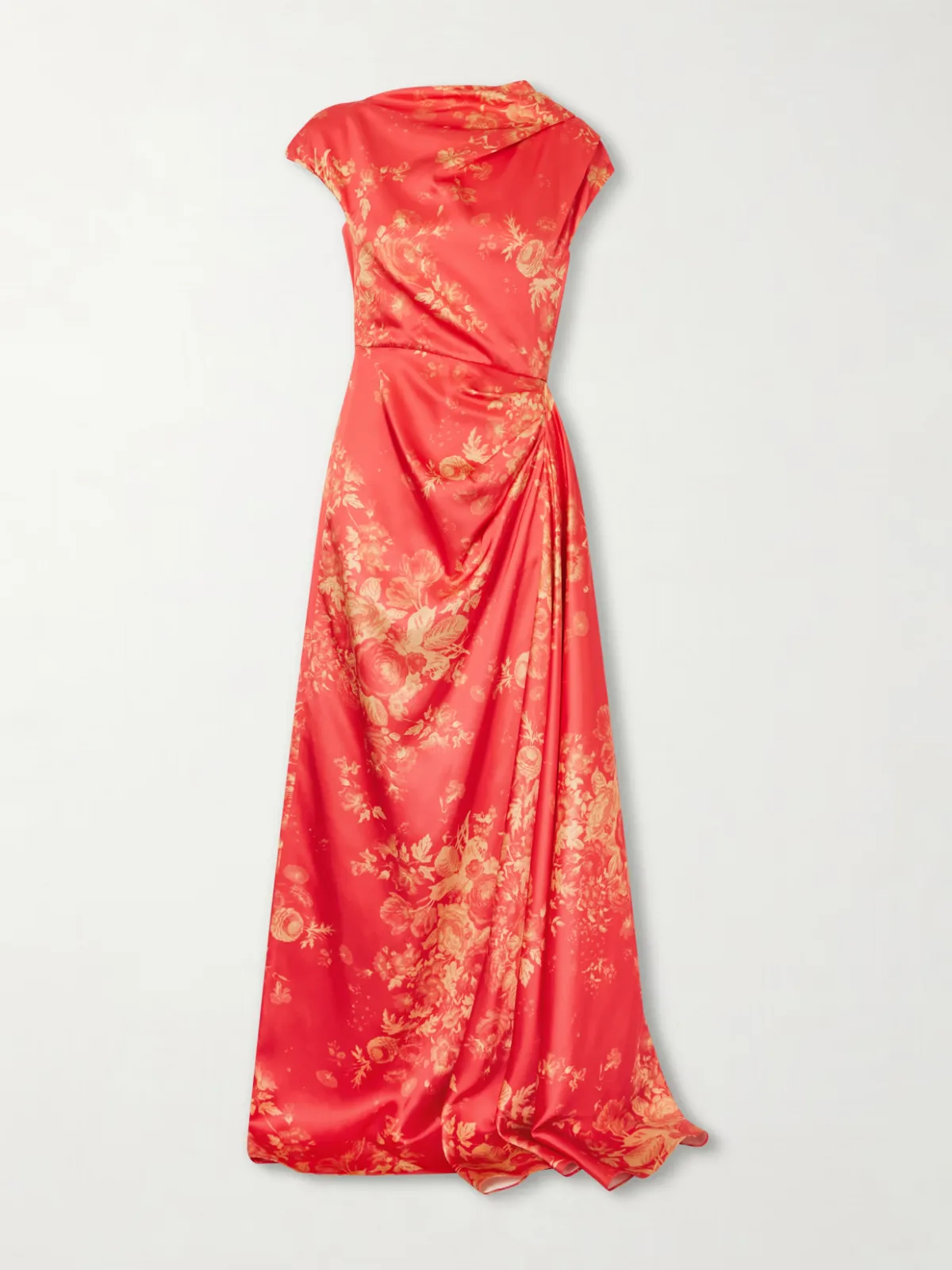 - Floral-print Duchesse Satin Gown -
