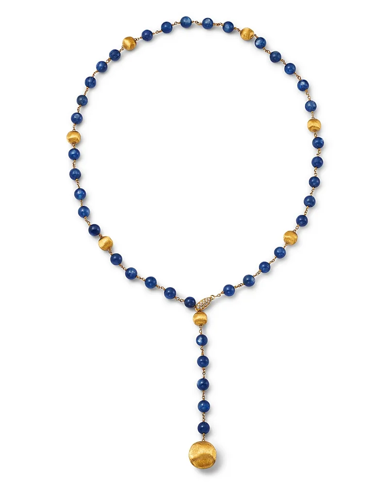 18K Yellow Gold Africa Kyanite & Diamond Textured Bead Lariat Necklace, 18" by Marco Bicego