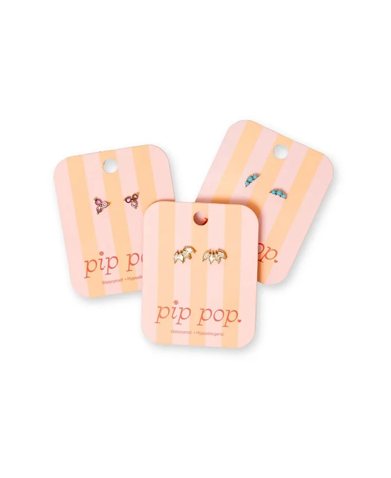 Gem Flatback Stud Hypoallergenic Earring Set by Pip Pop