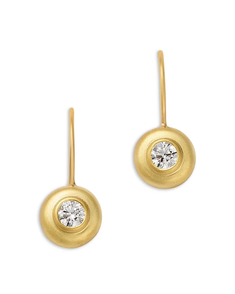 14K Yellow Gold Diamond Solitaire Brushed Bezel Drop Earrings, 0.40 Tcw by Zoë Chicco