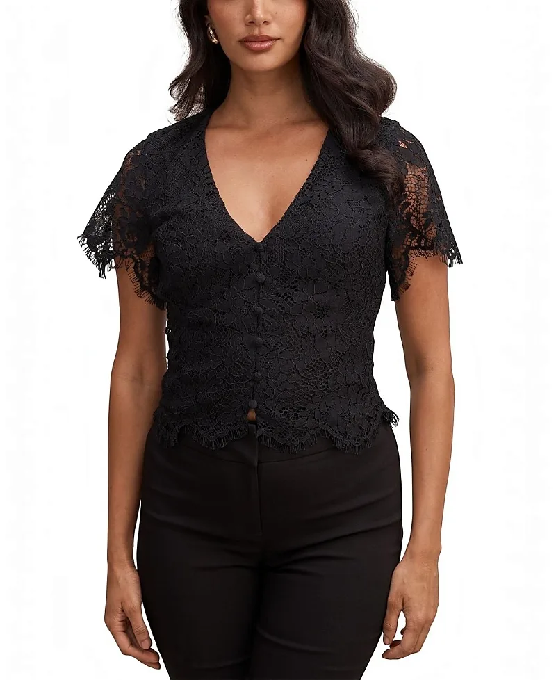 Vienna Lace V Neck Top