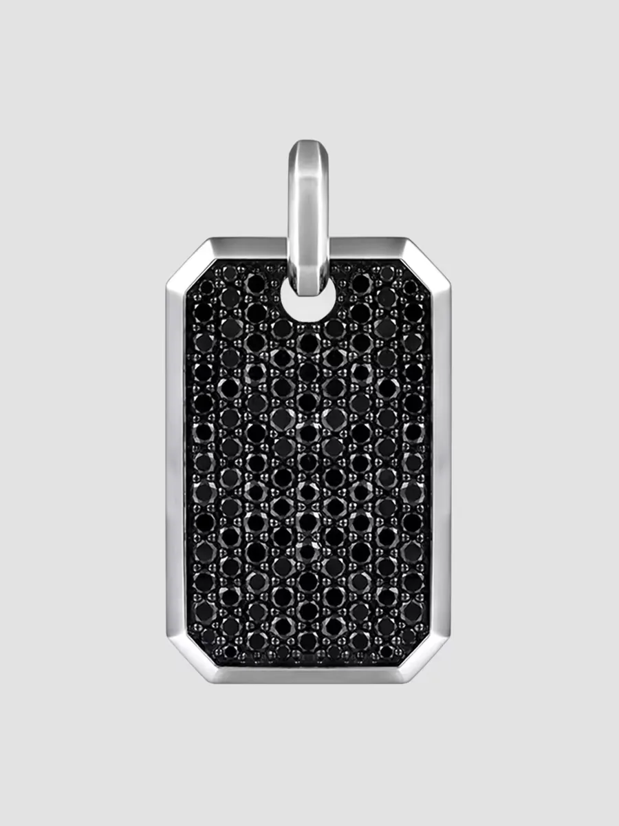 Gabriel & Co Modern Relics Sterling Silver & Black Spinel Dog Tag Pendant by Gabriel
