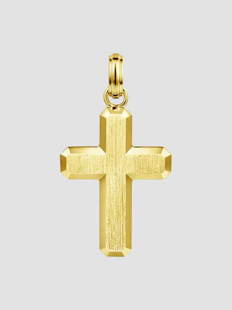 Gabriel & Co Contemporary 14K Yellow Gold Cross Pendant by Gabriel