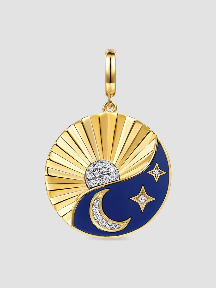 Gabriel & Co Contemporary 14K Yellow Gold, Enamel & 0.15 TCW Diamond Medallion by Gabriel