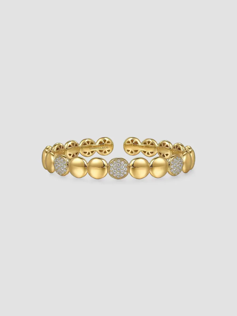 Gabriel & Co Contemporary 14K Yellow Gold & 0.55 TCW Diamond Cuff by Gabriel