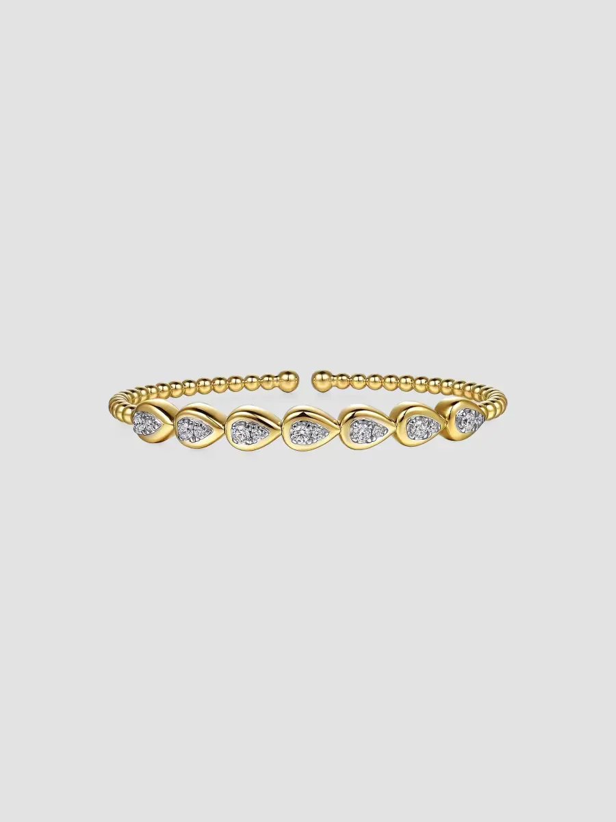 Gabriel & Co Bujukan 14K Two-Tone Gold & 0.50 TCW Pear Bezel Diamond Bangle Bracelet by Gabriel