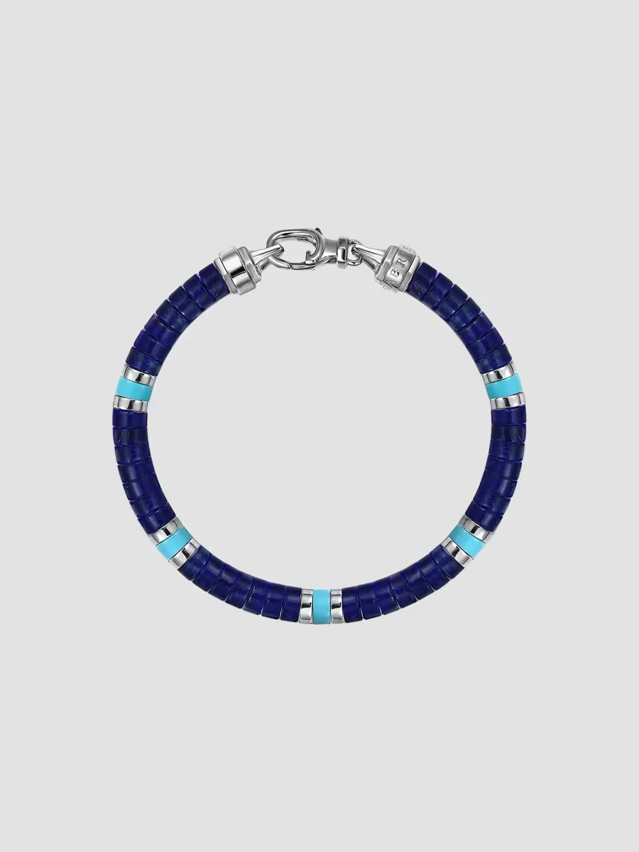 Gabriel & Co Contemporary Sterling Silver, Lapis and Turquoise Beaded Bracelet by Gabriel