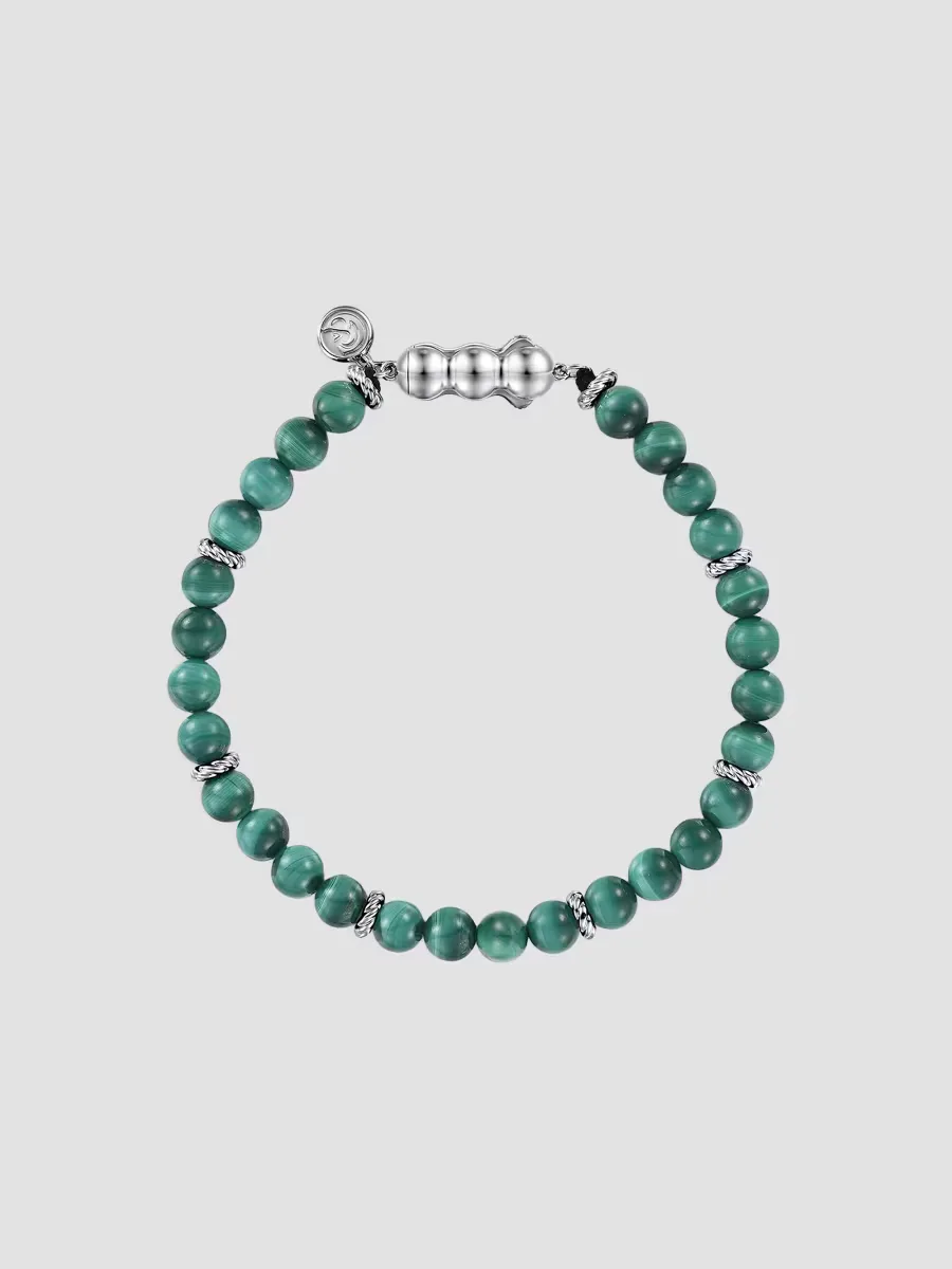 Gabriel & Co Bujukan Sterling Silver & Malachite Beaded Bracelet by Gabriel