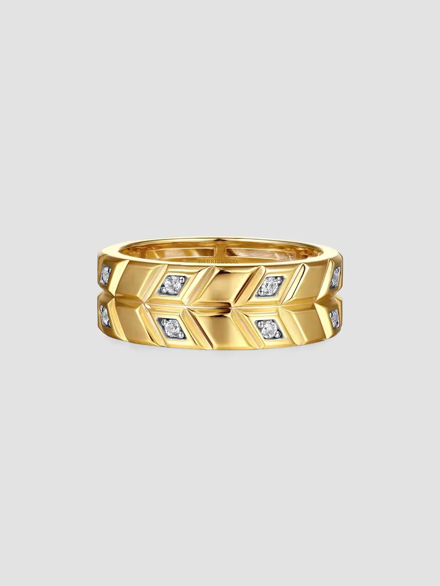 Gabriel & Co Facets 14K Yellow Gold & 0.14 TCW Diamond Band Ring by Gabriel