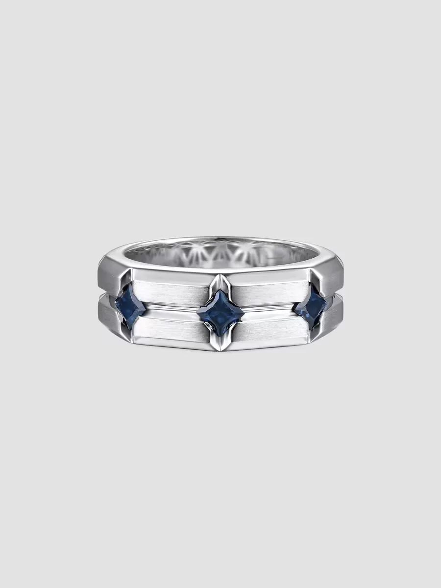 Gabriel & Co Geo Sterling Silver & Sapphire Wide Band Ring by Gabriel