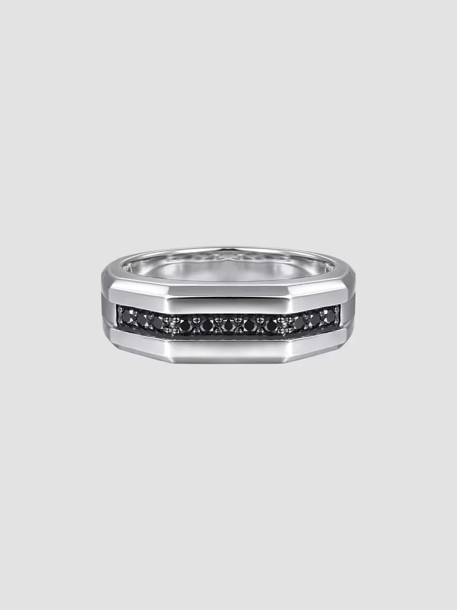 Gabriel & Co Facets Sterling Silver & Black Spinel Band Ring by Gabriel