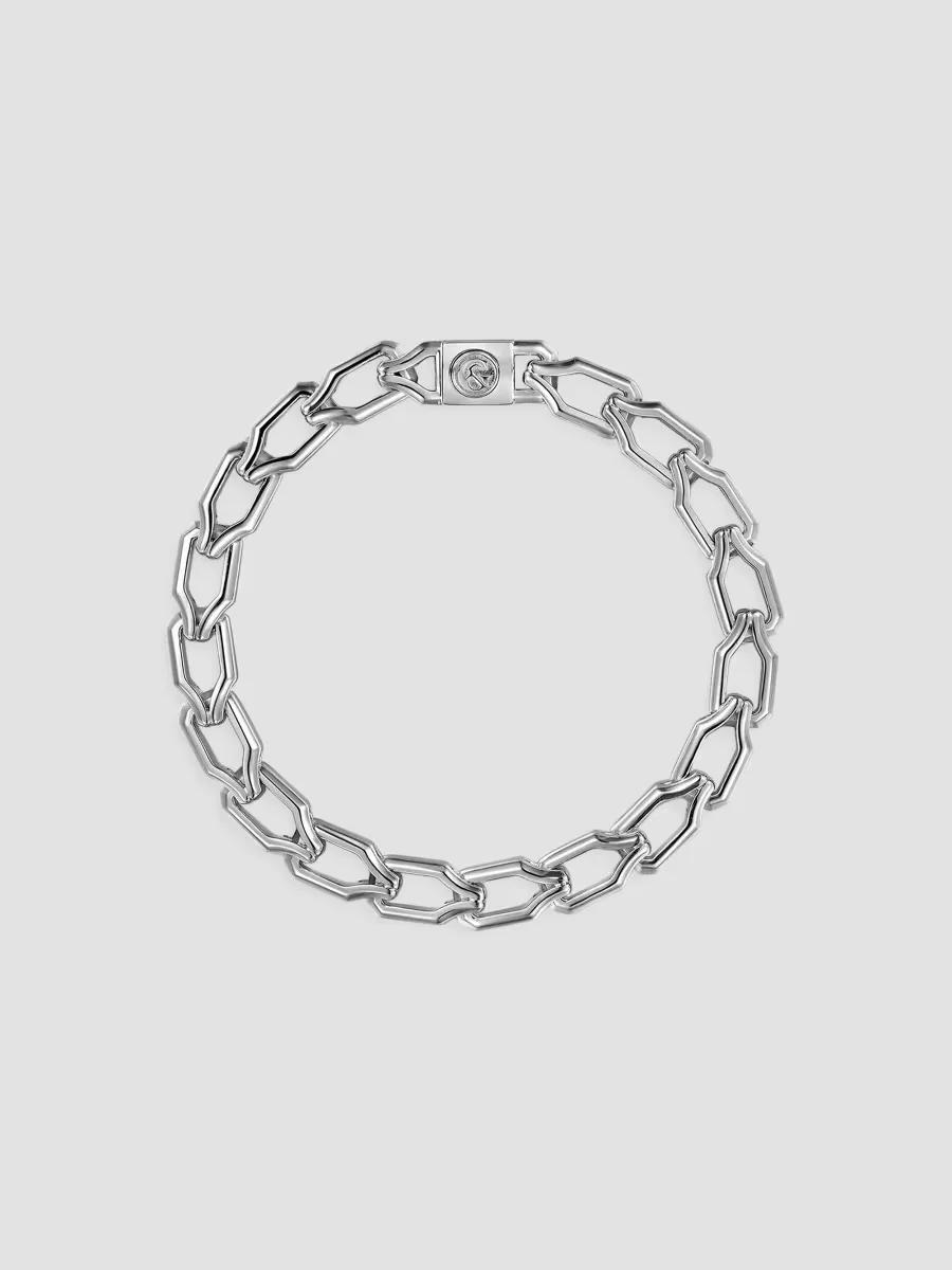 Gabriel & Co Contemporary Sterling Silver Faceted Link Chain Bracelet by Gabriel