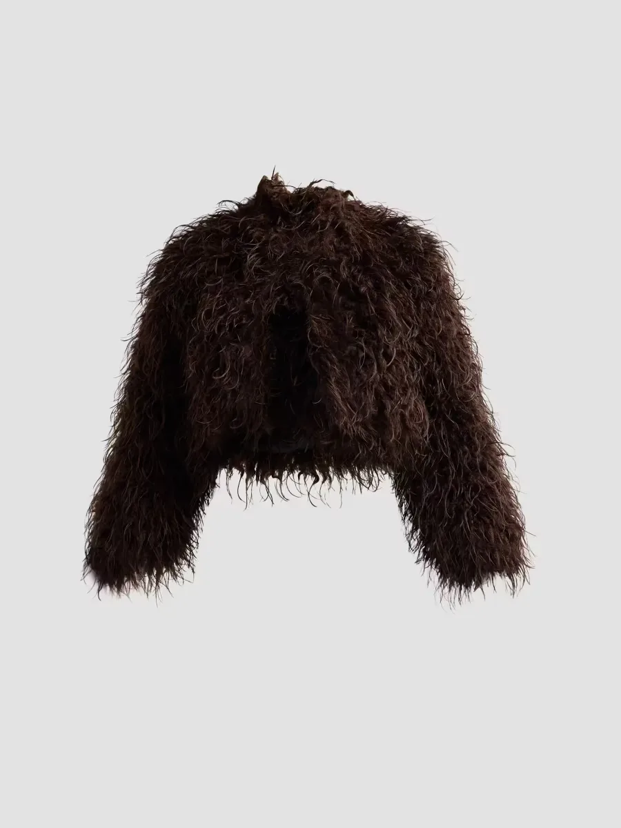 Apparis Ginette Faux-Mongolian Fur Short Jacket