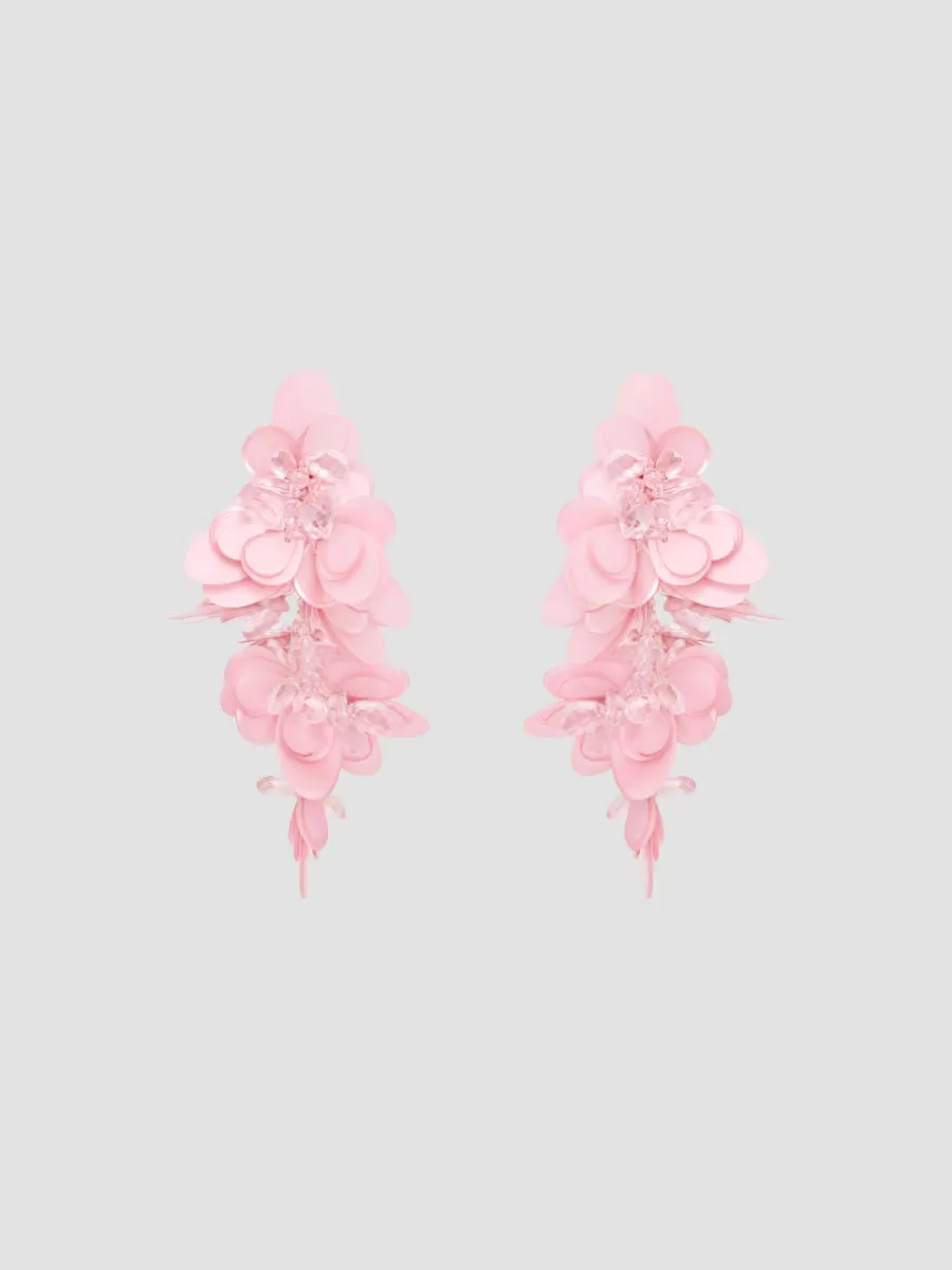 24K-Gold-Plated & Mixed-Media Floral Clip-On Drop Earrings by Oscar de la Renta