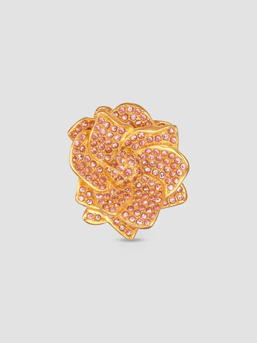 24K-Gold-Plated & Glass Crystal Gardenia Ring by Oscar de la Renta