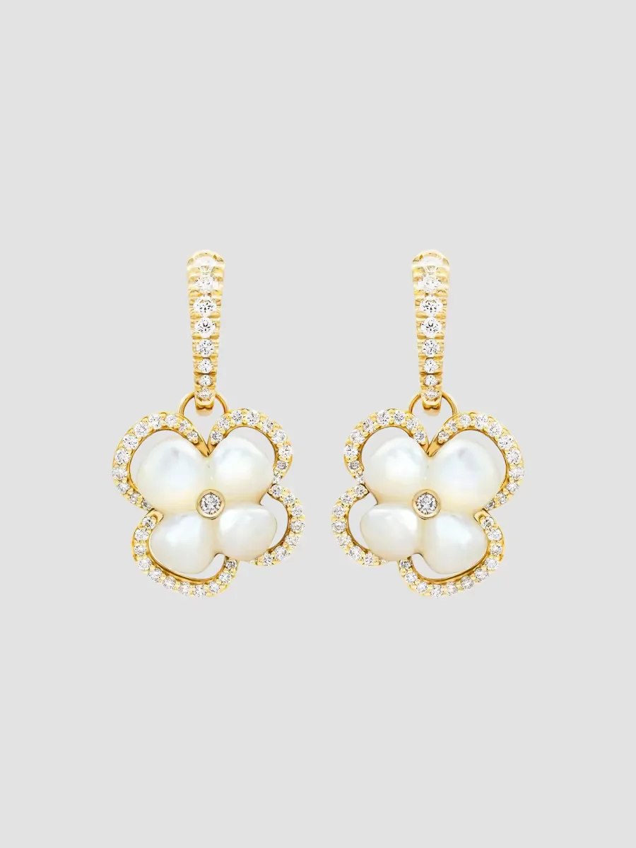 Ischia 18K Yellow Gold, Mother-Of-Pearl & 0.94 TCW Diamond Flower Drop Earrings by Miseno