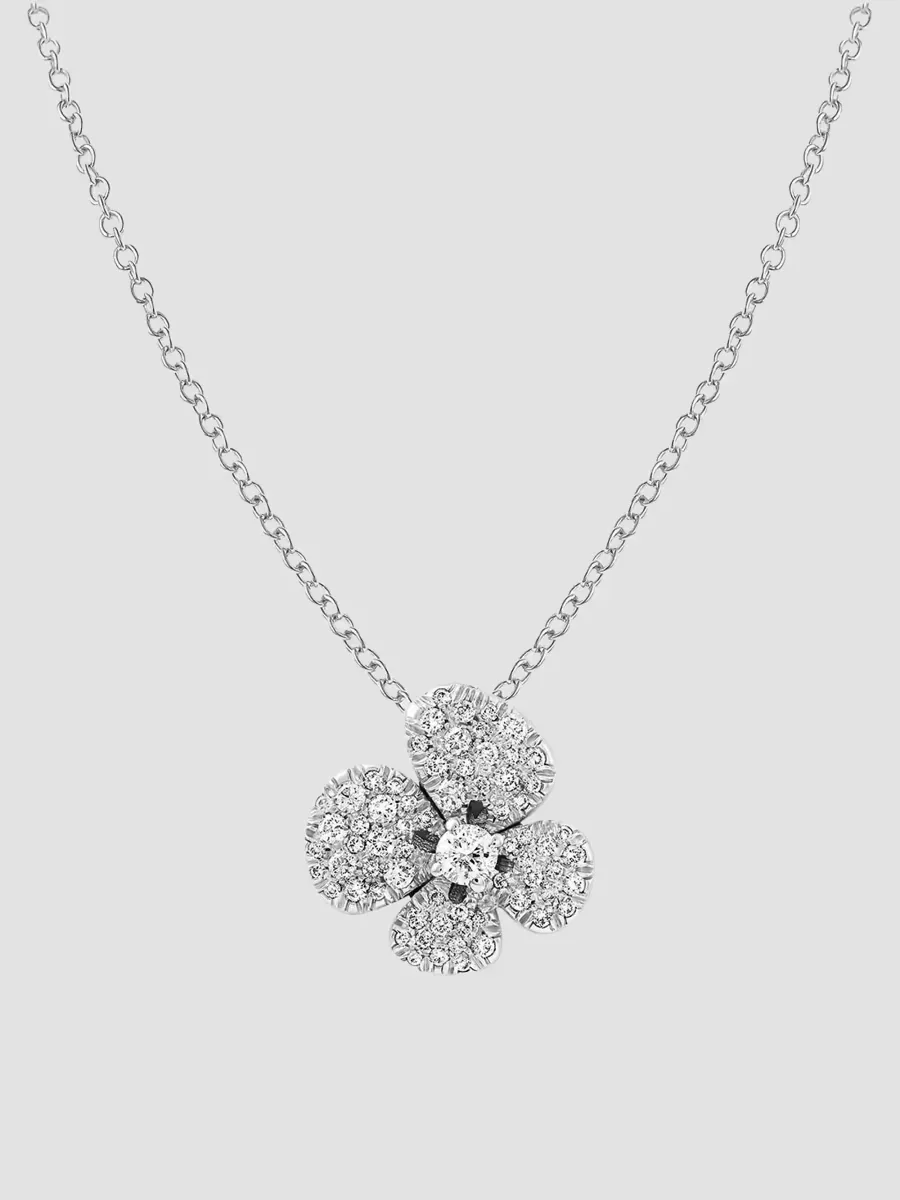Ischia 18K White Gold & 0.73 TCW Diamond Flower Pendant Necklace by Miseno
