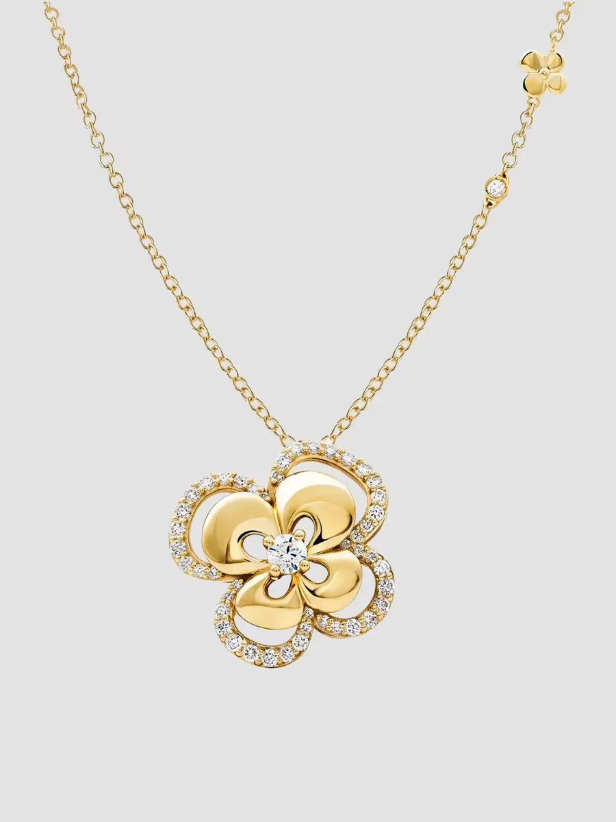 Ischia 18K Yellow Gold & 1.40 TCW Diamond Flower Pendant Necklace by Miseno